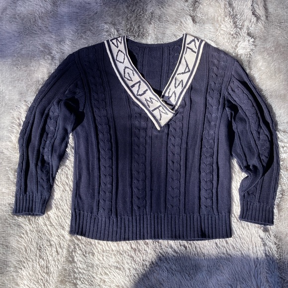 Vintage 80s Bogner Med V Neck Spell Out Sweater - Picture 3 of 7